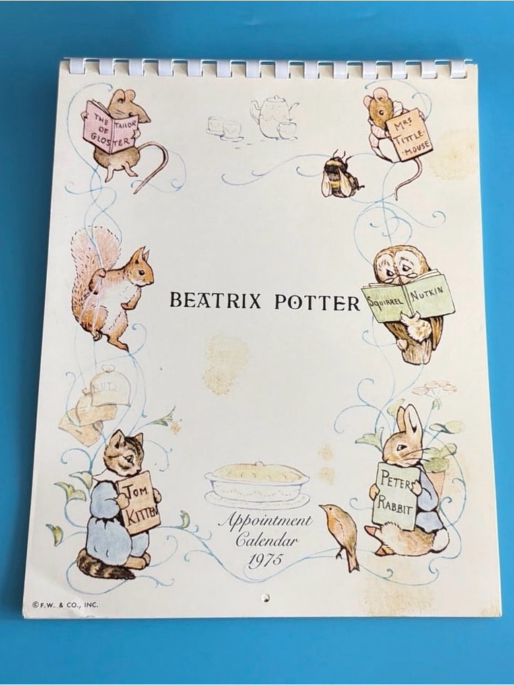 VTG 1975 Beatrix Potter Appointment Unused Calendar Published Frederick Warne